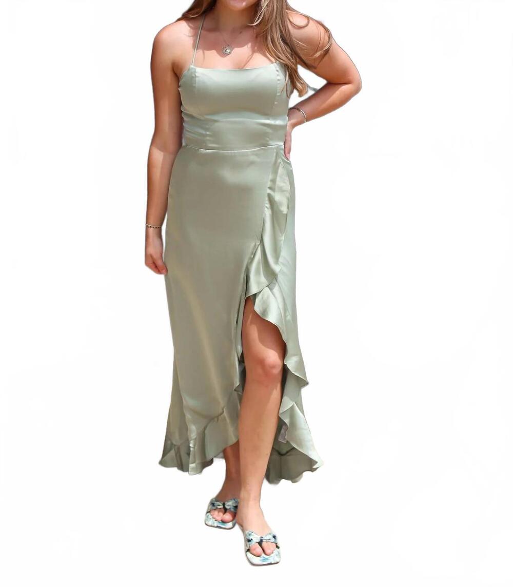 NEW DRESS FORUM crisscross back high low dress in sage